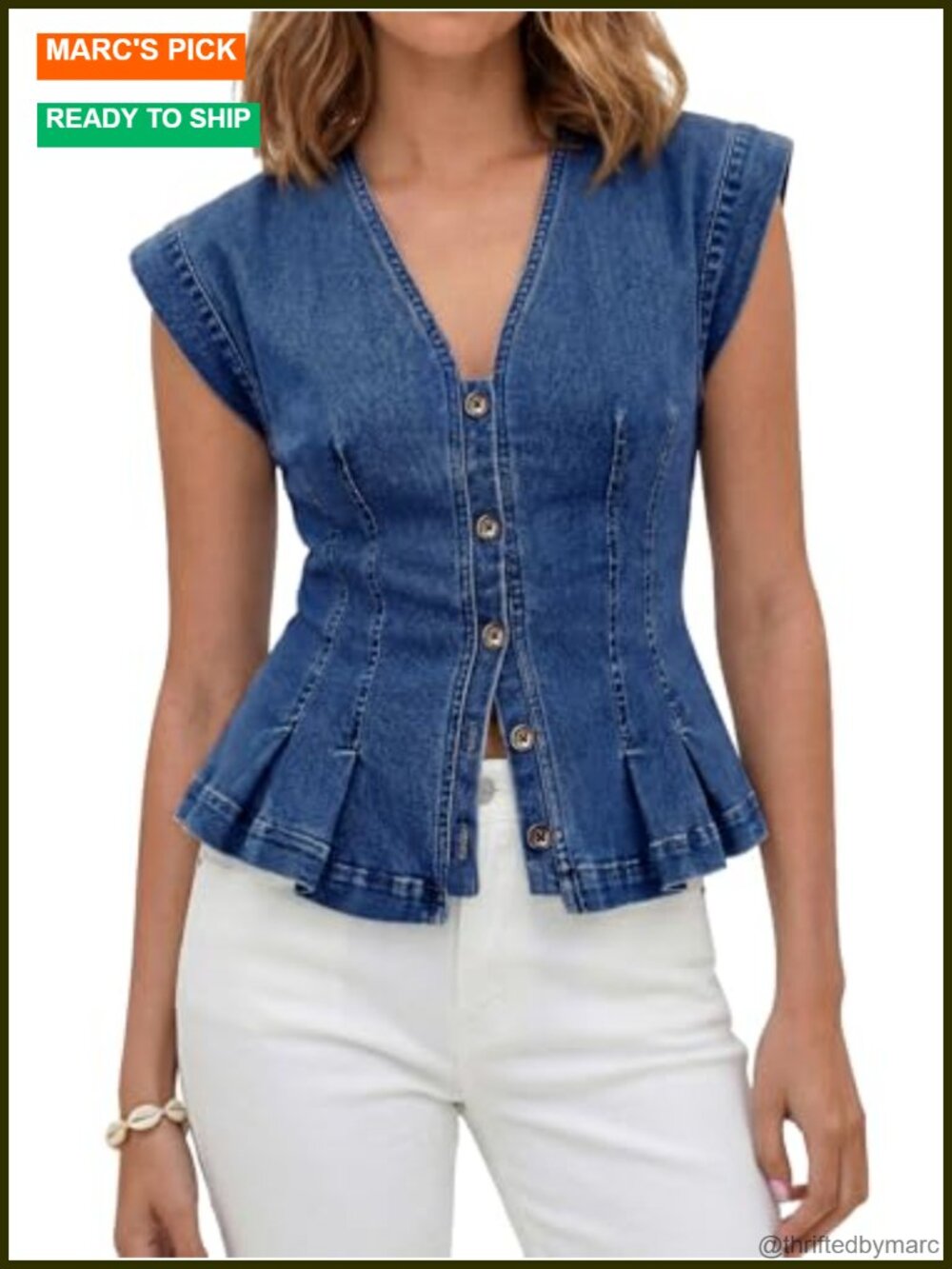 Womens Denim Vest Fitted Pleated Sleeveless Jean Top Y2K Summer Casual